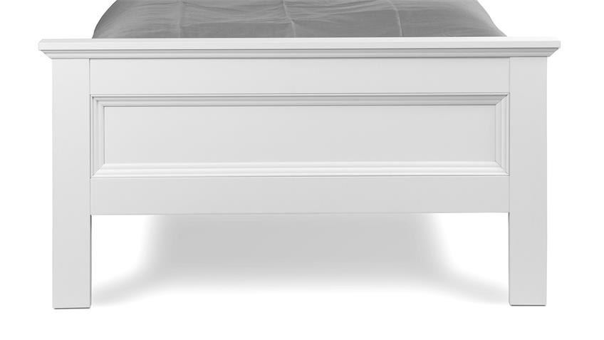 Bett LANDWOOD Bettgestell in weiß mit Kopfteil 90x200 cm Landhausstil