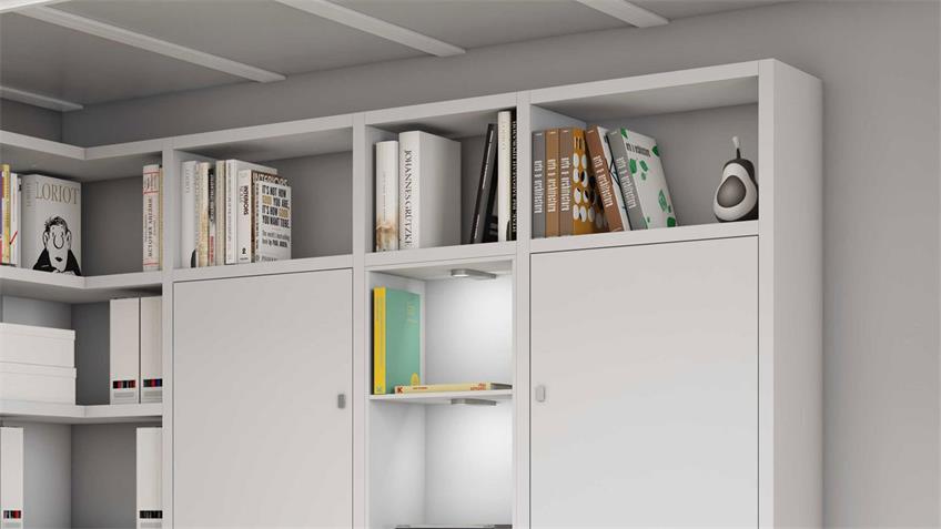Büro-Regal TORO 111 System weiß matt lackiert