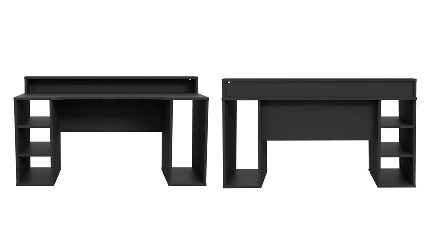 Computertisch 1 TEZAUR PC-Tisch schwarz matt inkl. LED