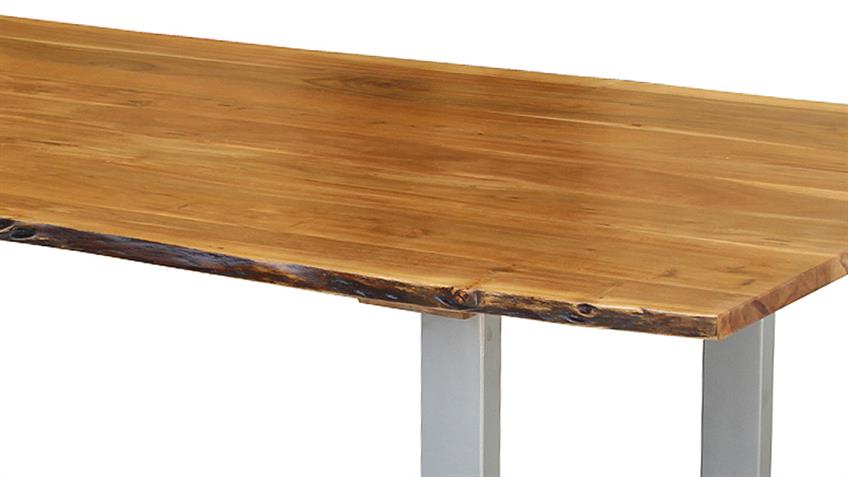 Massivholz Tisch Agra 180x90 Akazie Baumkante Alu-Gestell
