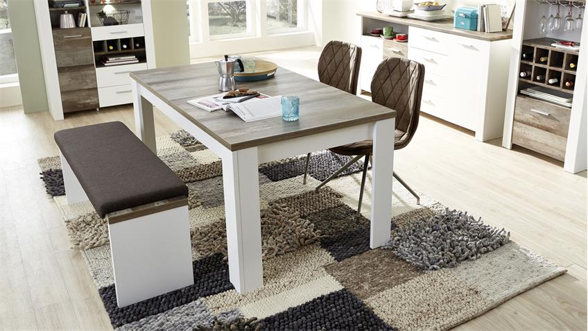 Esstisch MATEO Tisch ausziehbar weiß Driftwood 240x90 cm