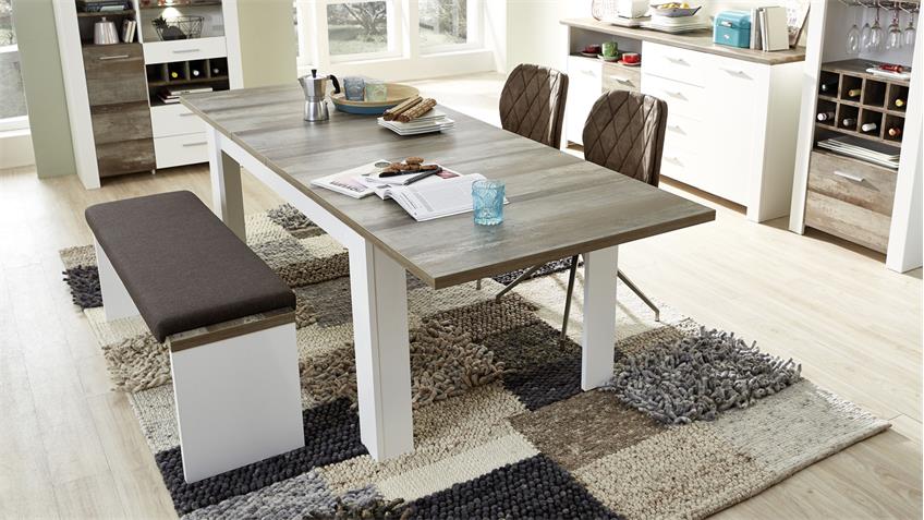 Esstisch MATEO Tisch ausziehbar weiß Driftwood 240x90 cm