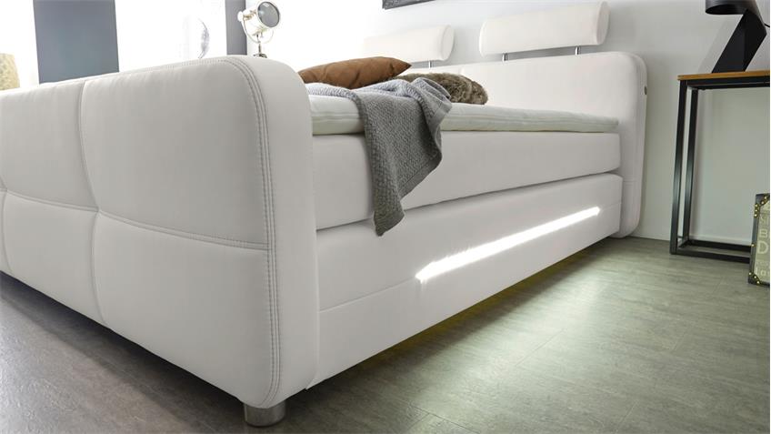 Boxspringbett GINA Bett in weiß mit Topper und LED 180x200 cm