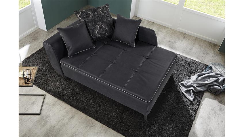 Recamiere ROMAN Schlafsofa Sofa dunkel grau mit Tonnentaschenfederkern
