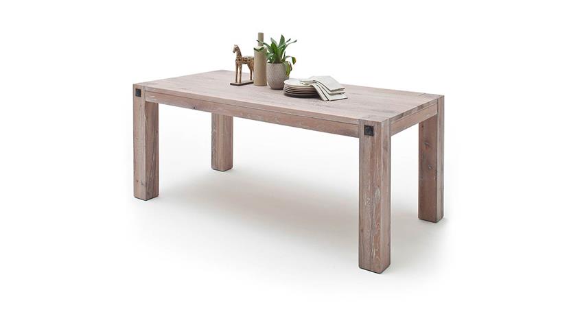 Esstisch LEEDS Massivholz Tisch Eiche gekälkt 180x90 cm