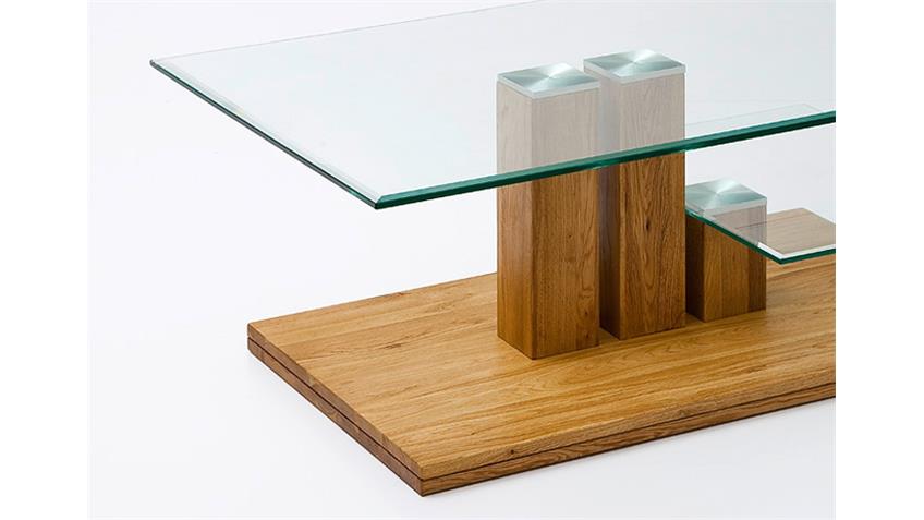 Couchtisch PACO Asteiche Massivholz Klarglas 110x70 cm