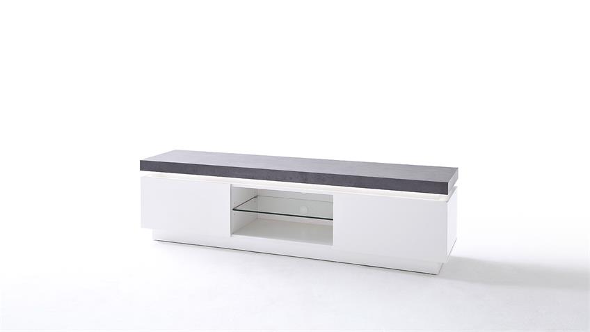 Lowboard ATLANTAS TV-Board in weiß matt beton inkl. LED