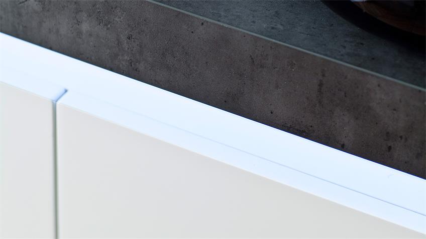 Sideboard 2 ATLANTAS Kommode weiß matt und beton inkl. LED