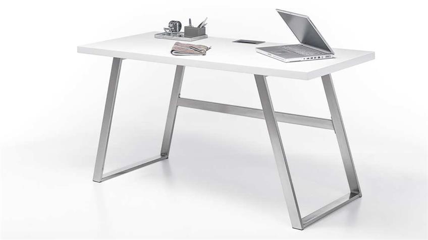 Schreibtisch ANDRIA Computertisch in weiß matt Lack