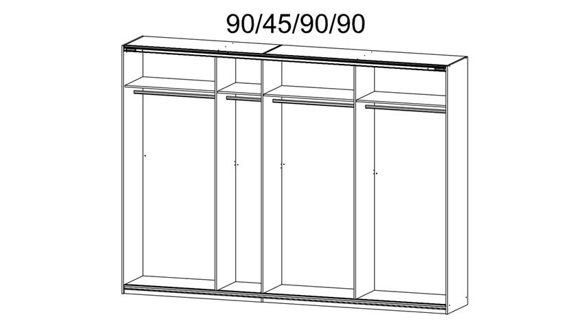 Schwebetürenschrank QUADRA in weiß schwarz Glas 315x210