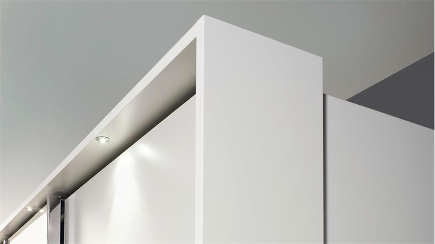 Schwebetürenschrank SYNCRONO in weiß mit Spiegel 316 cm