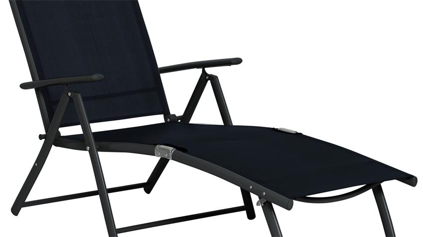 Loungeliege zusammenklappbarer Liegestuhl anthrazit schwarz