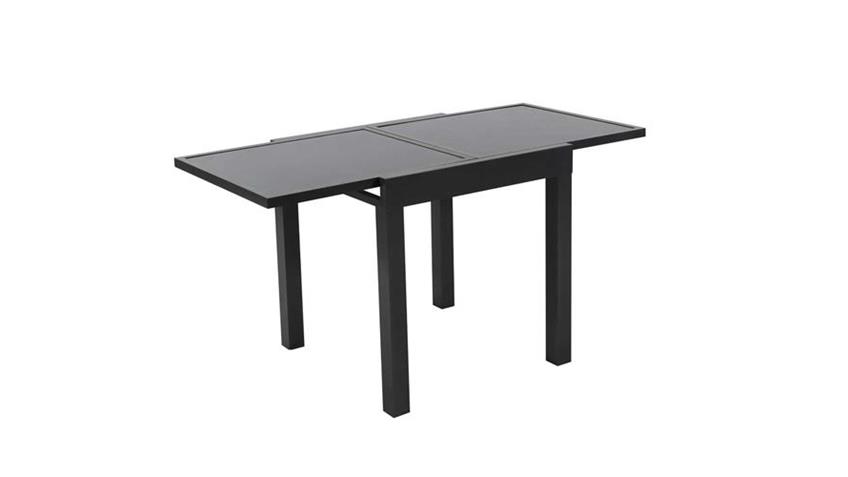 Tisch für Terrasse mit Glas dunkelgrau anthrazit ausziehbar 90-180