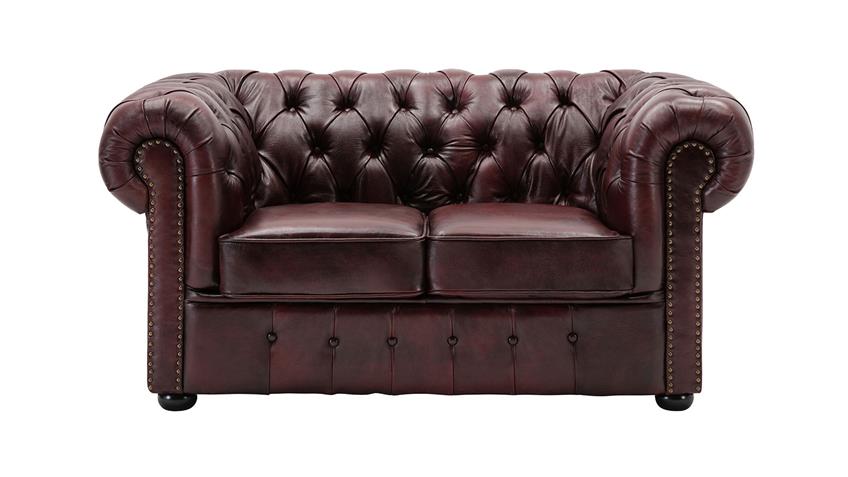 Sofa CHESTERFIELD 2-Sitzer 156 cm Echtleder rot