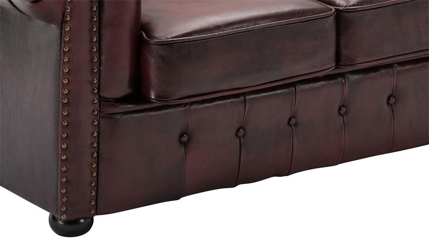 Sofa CHESTERFIELD 2-Sitzer 156 cm Echtleder rot