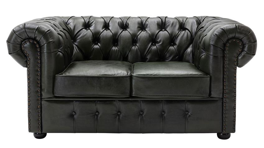 Sofa CHESTERFIELD 2-Sitzer 156 cm Echtleder grün