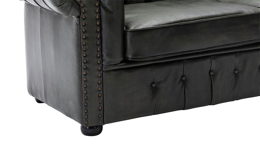 Sofa CHESTERFIELD 3-Sitzer 198 cm Echtleder grün
