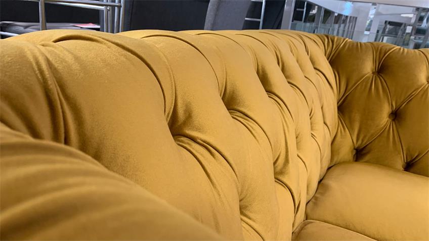 2-Sitzer Sofa CHESTERFIELD Couch Samt safrangelb 156 cm