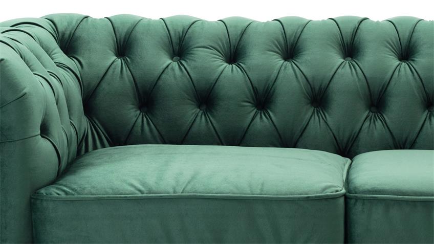 3-Sitzer Sofa CHESTERFIELD Couch Samt dunkelgrün 198 cm