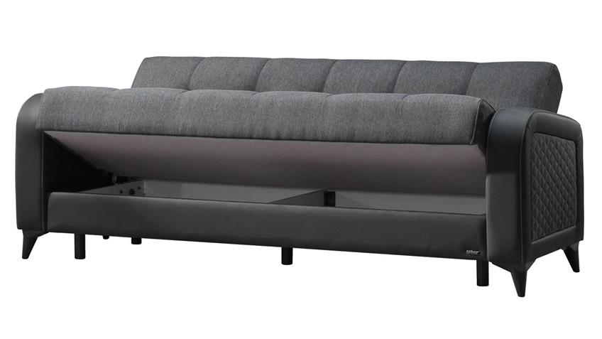Sofa 3-Sitzer Schlafsofa RIVER in dunkelgrau schwarz 220x83