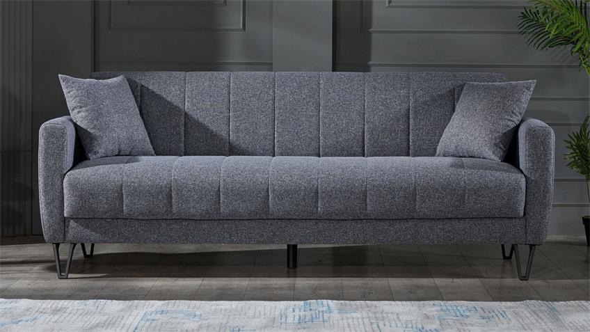 Sofa 3-Sitzer BOLERNO Bettfunktion Bettkasten grau 216x85
