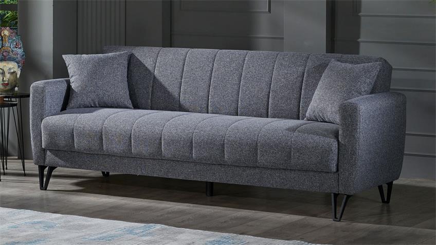 Sofa 3-Sitzer BOLERNO Bettfunktion Bettkasten grau 216x85