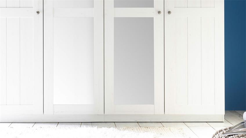 Kleiderschrank BELLEVUE Spiegel Anderson Pine weiß 206 cm
