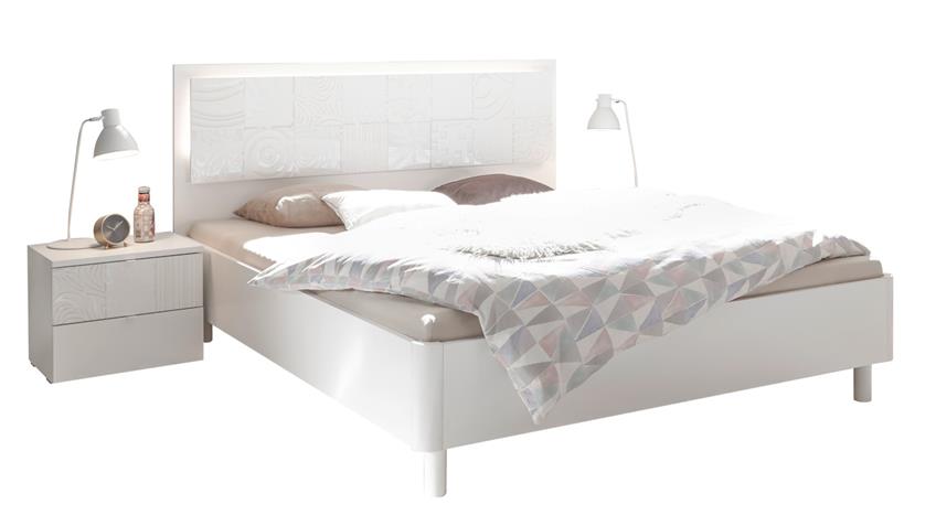 Schlafzimmer Xaos Set 18 matt weiß lackiert mit Siebdruck 4-tlg