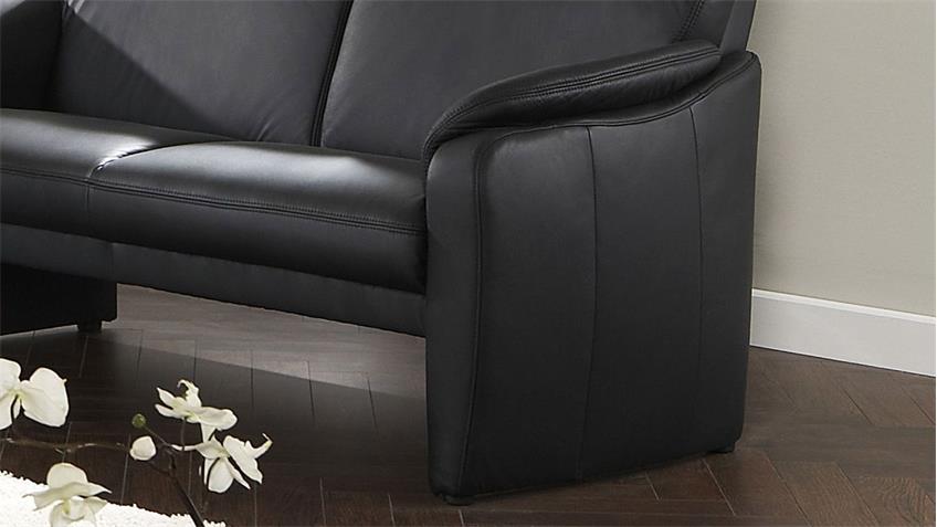 Sofa HAMPTON 2,5-Sitzer in Echtleder schwarz mit Federkern