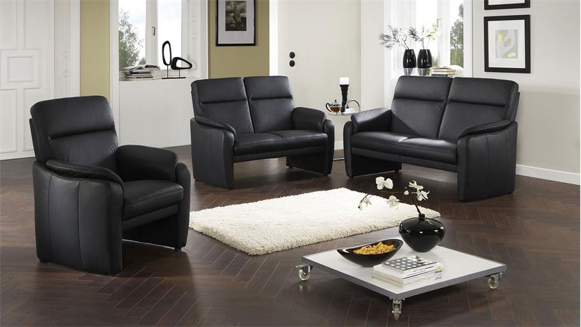 Sofa HAMPTON 2-Sitzer in Echtleder schwarz mit Federkern