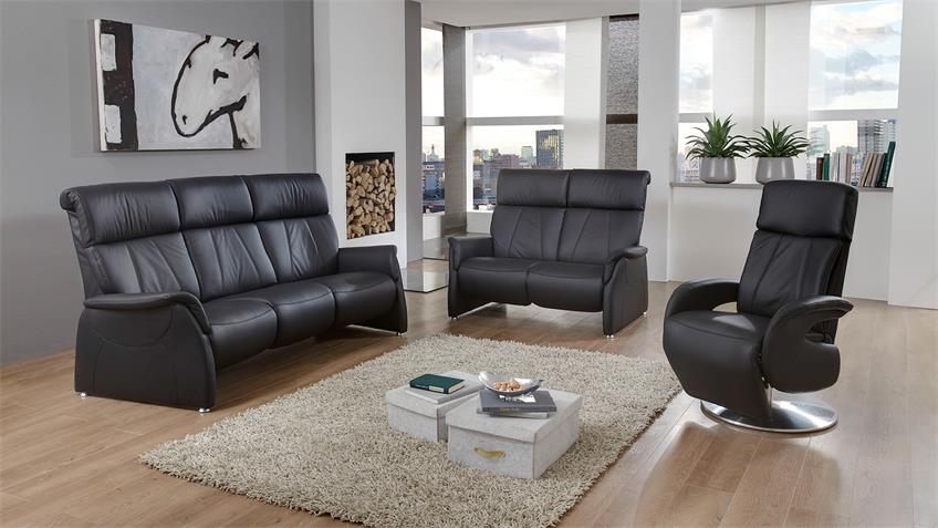 Sofa ADAIR 3-Sitzer Relaxsofa in Echtleder schwarz 201 cm