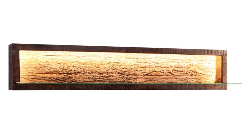 Wandregal Bark Akazie massiv dula LED 145 cm Wolf Möbel