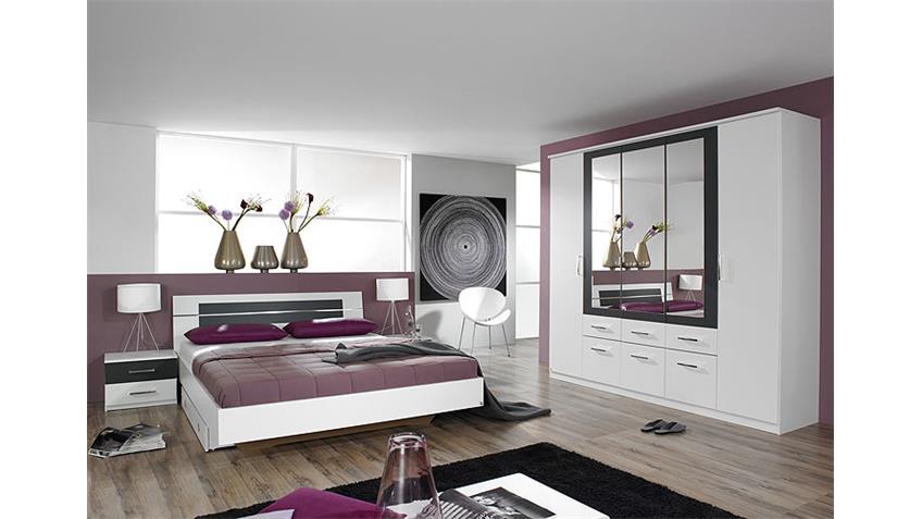 Schlafzimmer-Set BURANO in Weiß und Grau Metallic 4-teilig