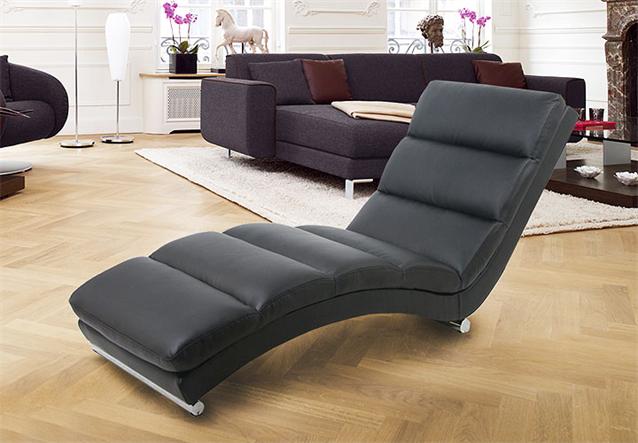 RELAXLIEGE FOX, CHAISELONGUE IN WEIß & CHROM NEU  