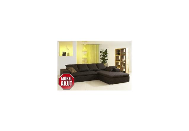 WOHNLANDSCHAFT RUNWAY, SOFA IN BRAUN + BETTFUNKTION  