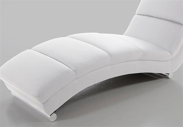 RELAXLIEGE FOX, CHAISELONGUE IN WEIß & CHROM NEU  