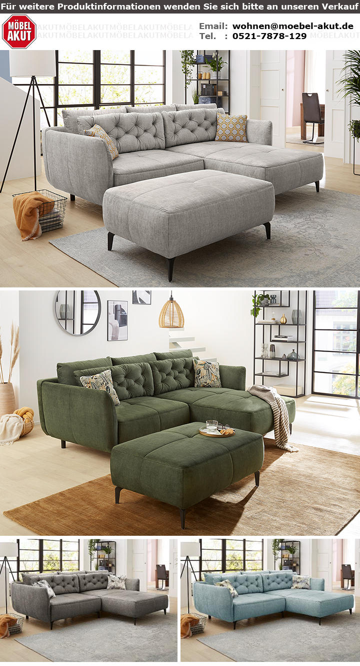 ecksofa salo couch in velours grün inkl. kissen 251x186 cm